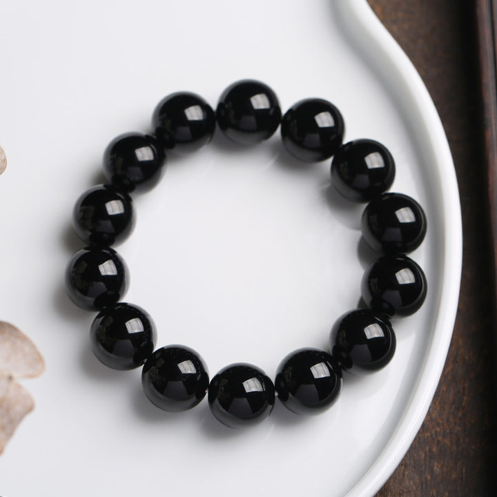 Pulsera de la fortuna de ónix negro natural con Buddha Stones