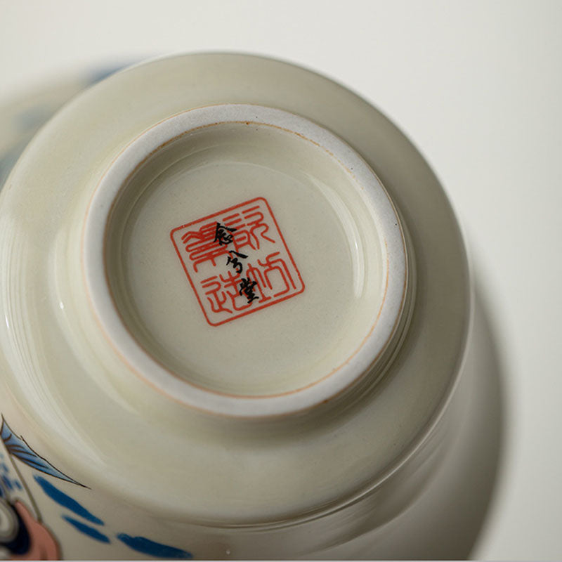 Buddha Stones Koi Arowana cerámica Gaiwan Sancai taza de té Kung Fu con tapa 130ml