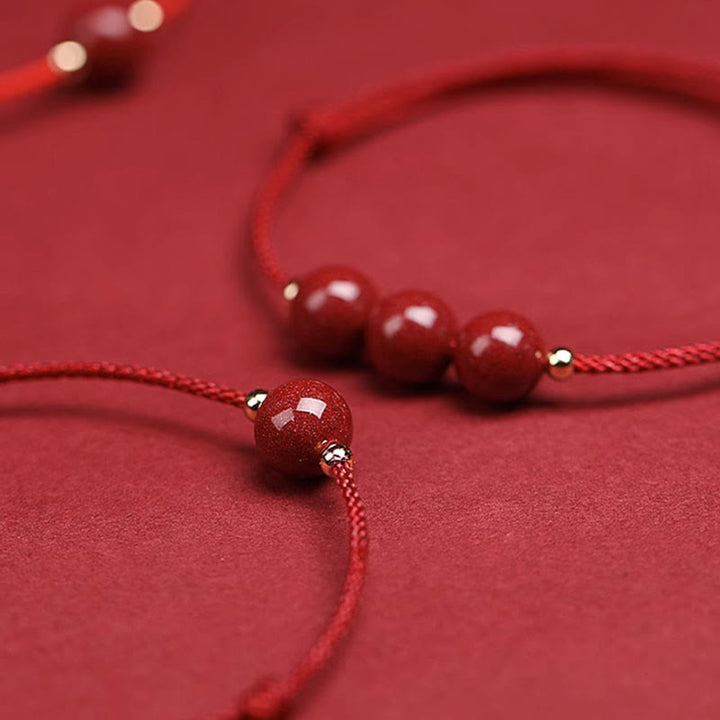 Pulsera tobillera con cuentas de cinabrio de la suerte naturales con Buddha Stones