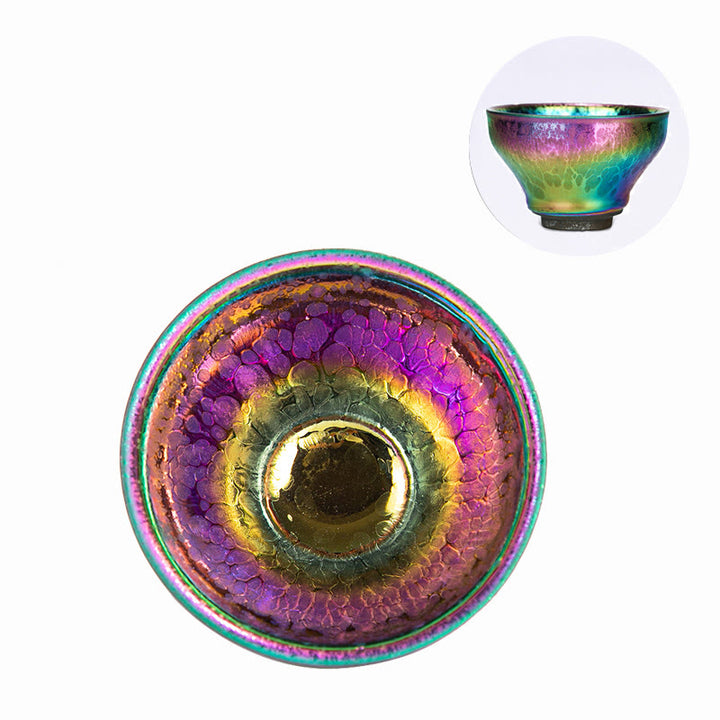 Taza de té de cerámica Jianzhan chino, hecha a mano, con Buddha Stones, arcoíris, Tenmoku, Kung Fu