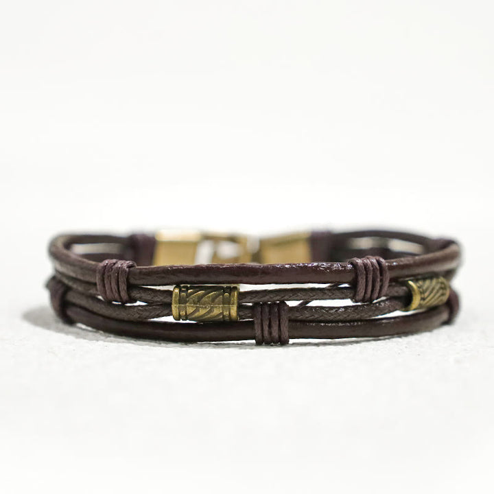 Pulsera de cuero vintage con Buddha Stones, pulsera con capas de cuerda marrón - Hilo marrón oscuro (circunferencia de la muñeca: 19-21 cm) - image 3