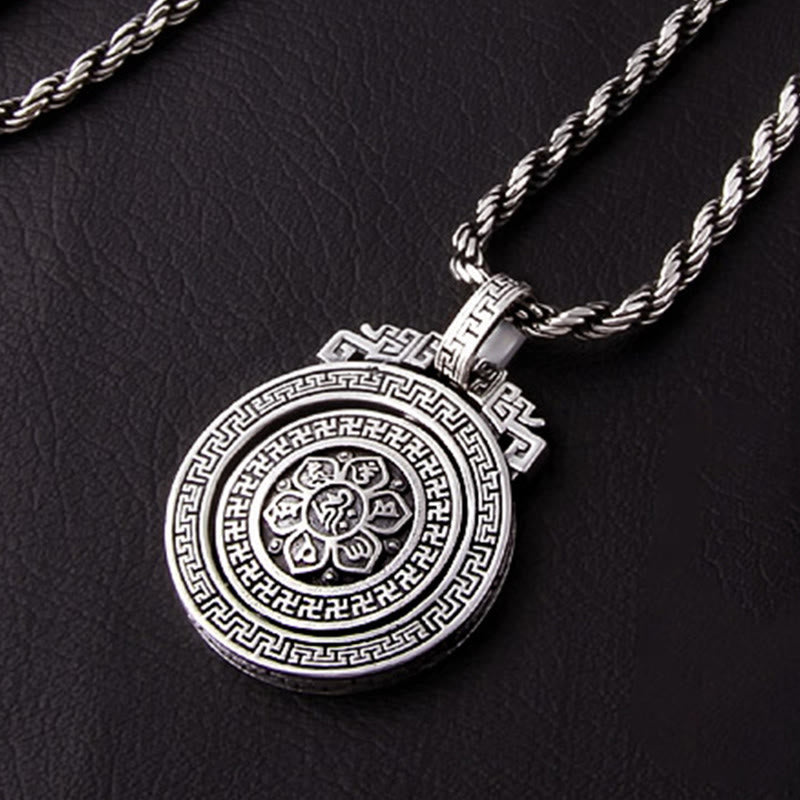 Colgante de collar de paz de pureza giratoria con Buddha Stones tibetanas Om Mani Padme Hum doble Dorje Vajra - image 12