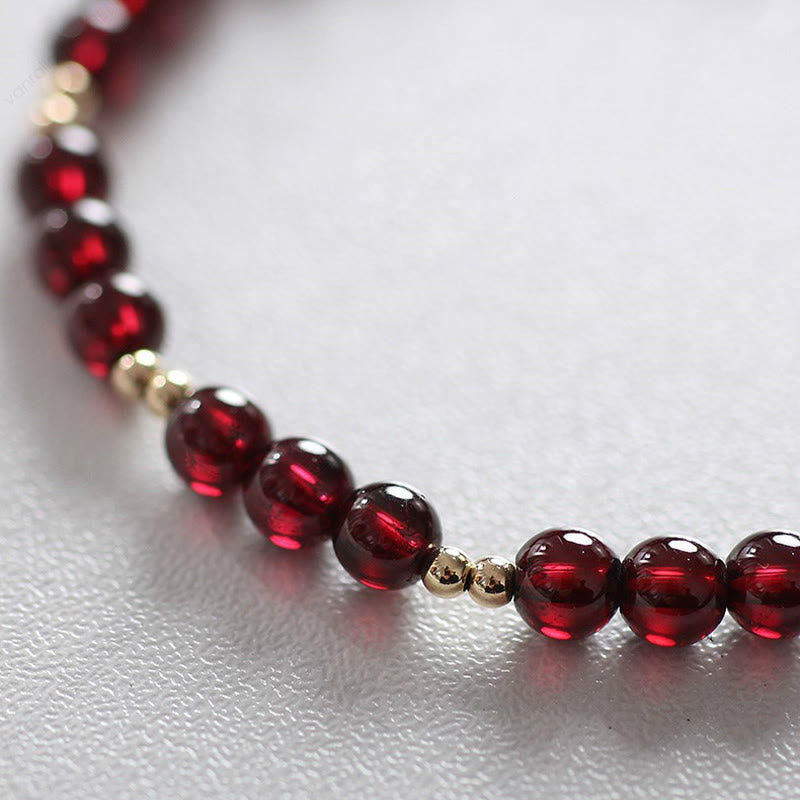 Pulsera de granate natural con Buddha Stones , chapada en oro de 14 quilates, calma - image 4