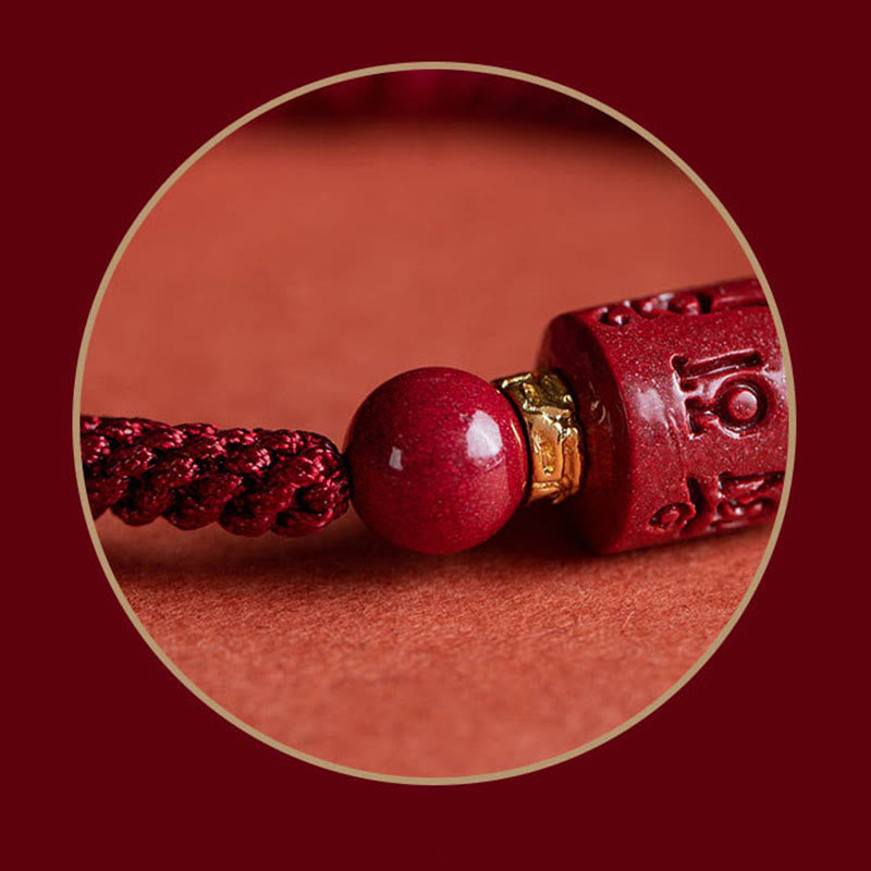 Pulsera trenzada con Buddha Stones, cinabrio del Tíbet, Om Mani Padme Hum, bendición grabada