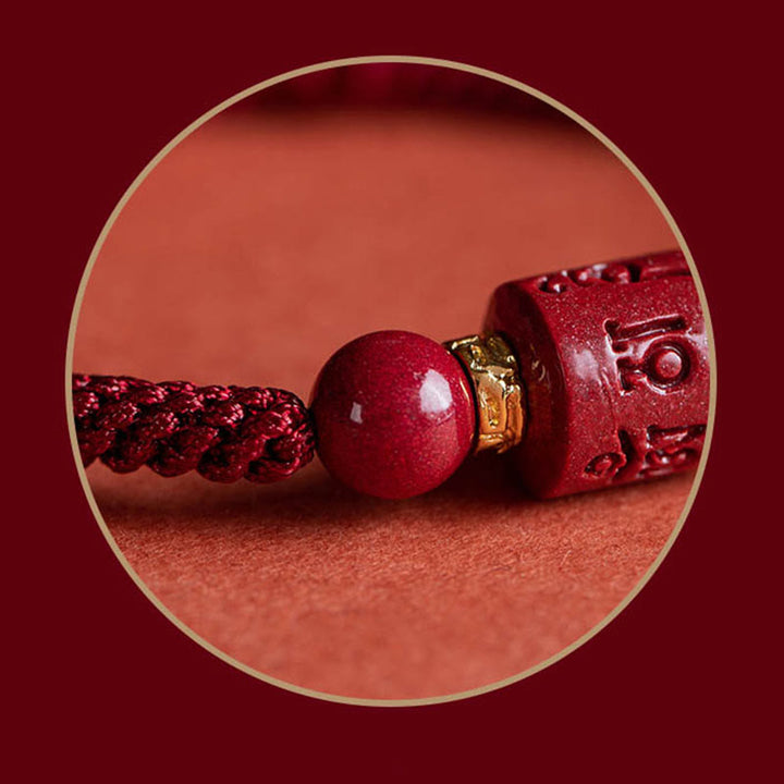 Pulsera trenzada con Buddha Stones, cinabrio del Tíbet, Om Mani Padme Hum, bendición grabada