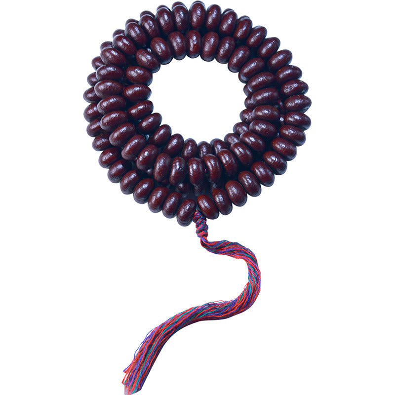 Pulsera de riqueza de semillas de Bodhi púrpura, 108 cuentas de Mala naturales del Tíbet, Buddha Stones