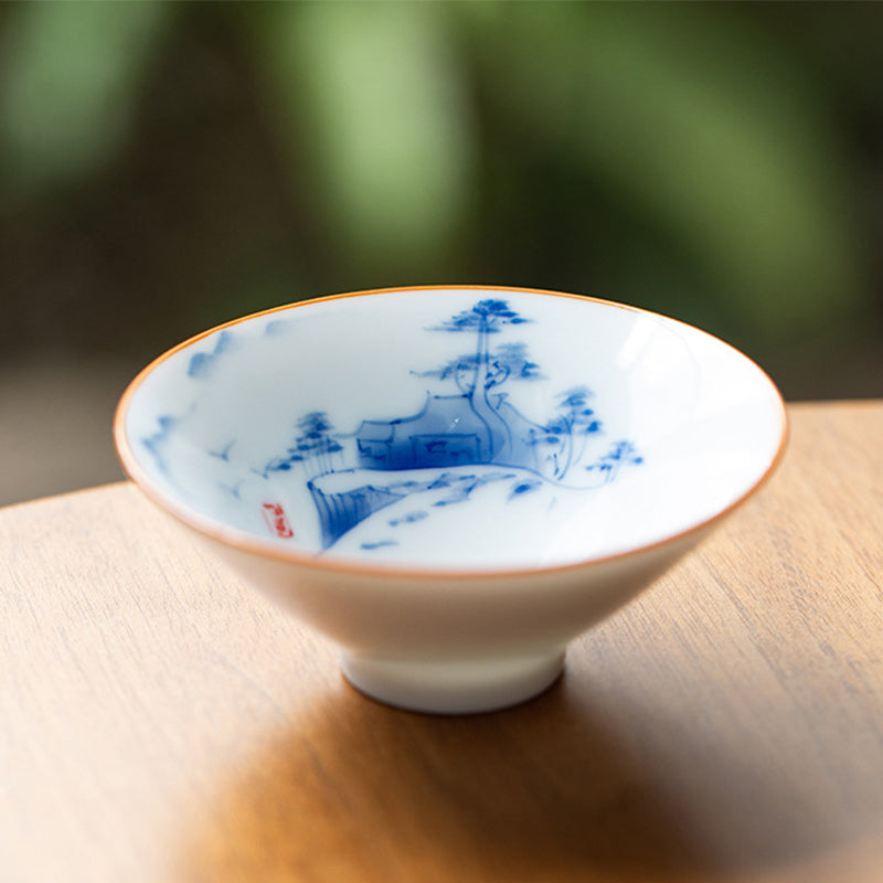 Taza de té de Kung Fu con Buddha Stones, flor de Mandala, pez Koi, pájaro de loto, caquis, 50ml