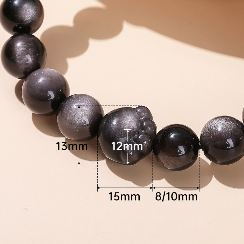 Buddha Stones Oro Natural Brillo Obsidiana Plata Brillo Obsidiana Linda Pata de Gato Garra Riqueza Pulsera - image 10