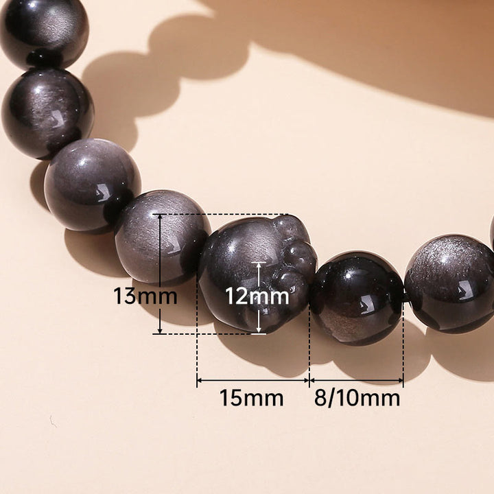 Buddha Stones Oro Natural Brillo Obsidiana Plata Brillo Obsidiana Linda Pata de Gato Garra Riqueza Pulsera - image 10