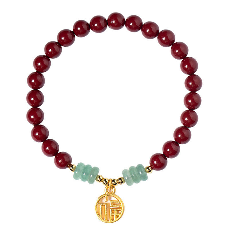 Pulsera de bendición de la suerte de aventurina verde cinabrio con Buddha Stones