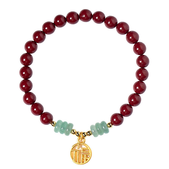 Pulsera de bendición de la suerte de aventurina verde cinabrio con Buddha Stones