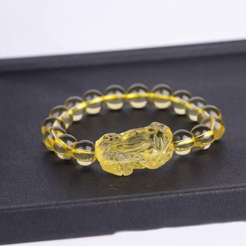 Pulsera elástica de citrino natural Pi Xiu