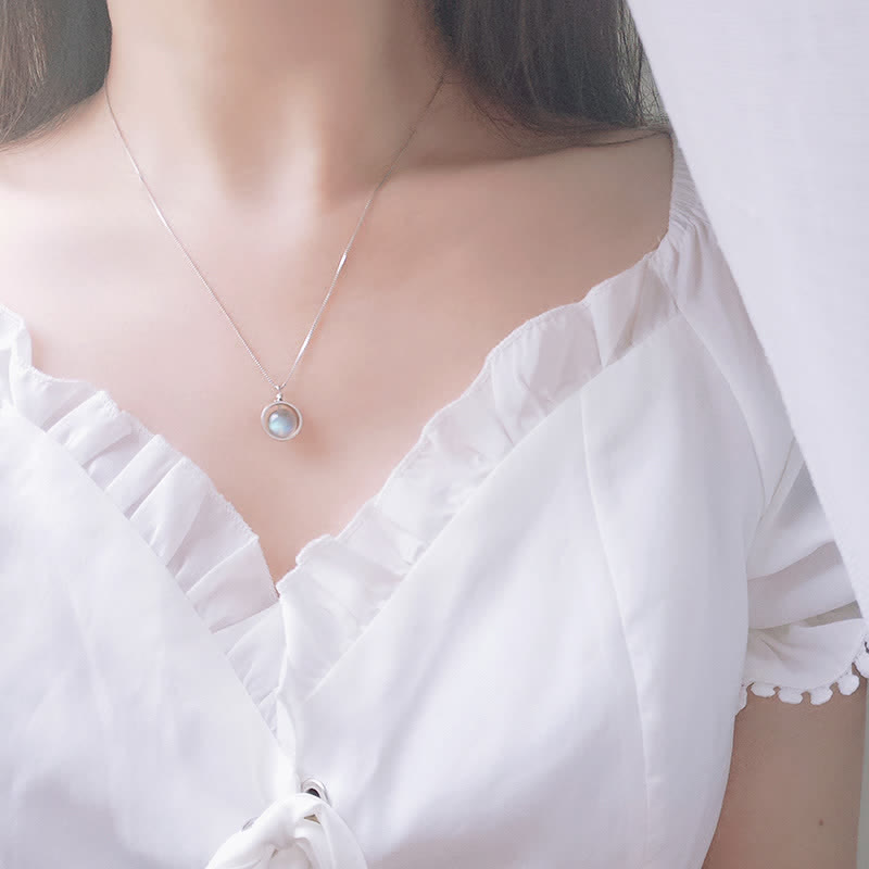 Collar con colgante giratorio con diseño de planeta del amor, piedra lunar de plata de ley 925 con Buddha Stones - image 3