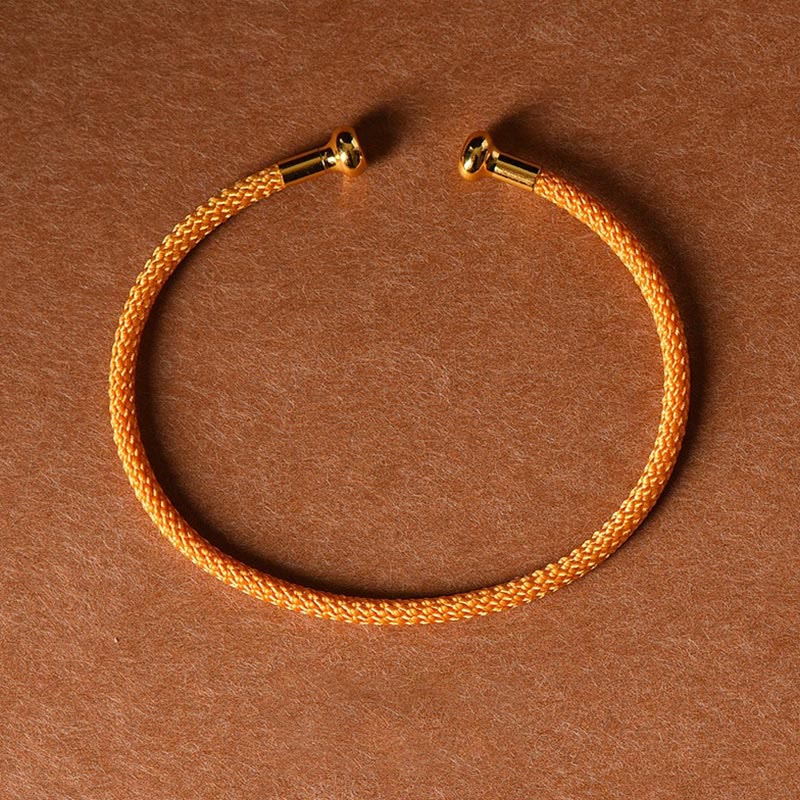 Pulsera de cuerda trenzada de la suerte hecha a mano con diseño simple de Buddha Stones - Naranja - image 22
