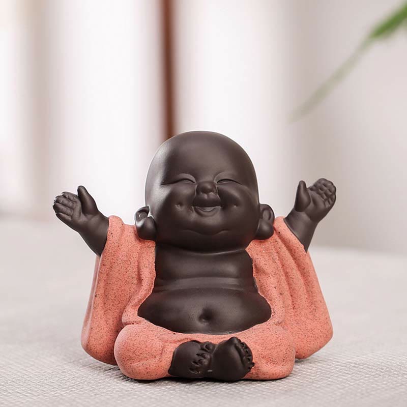 Buddha Stones siempre sonriendo, Buda riéndose, riqueza, suerte, arcilla púrpura, estatua de Maitreya, decoración - image 1