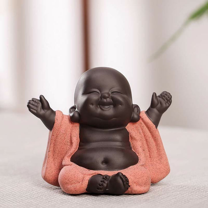 Buddha Stones siempre sonriendo, Buda riéndose, riqueza, suerte, arcilla púrpura, estatua de Maitreya, decoración - image 1