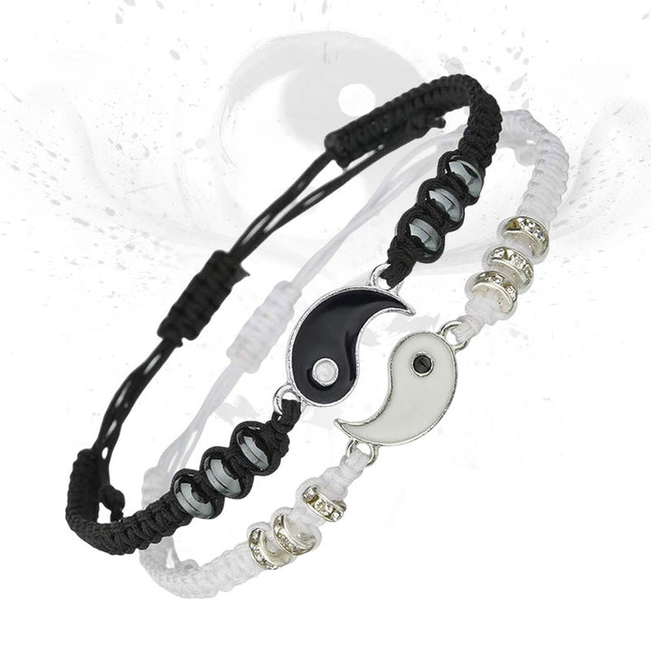 Pulsera de pareja de hematita Yin Yang, 2 piezas, Buddha Stones