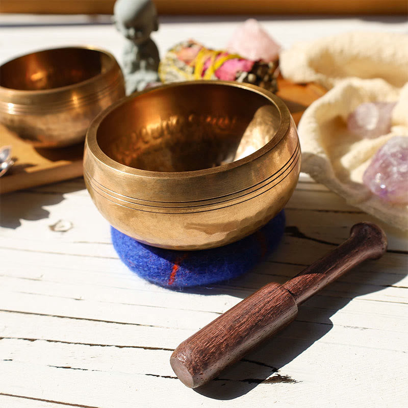 Cuenco tibetano con sonido de meditación hecho a mano para curación y atención plena