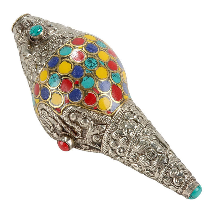 Concha tibetana hecha a mano Natural Shankha colorida concha marina riqueza decoración del hogar - image 13