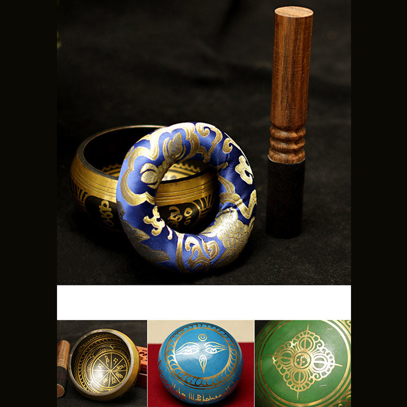 Cuenco con sonido de meditación tibetana, Buddha Stones , hecho a mano, para curación y atención plena, protección, juego de cuencos para cantar
