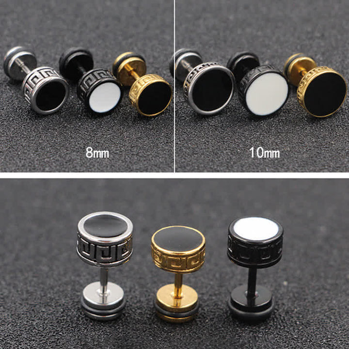 Pendientes redondos de equilibrio de acero titanio para hombre con Buddha Stones