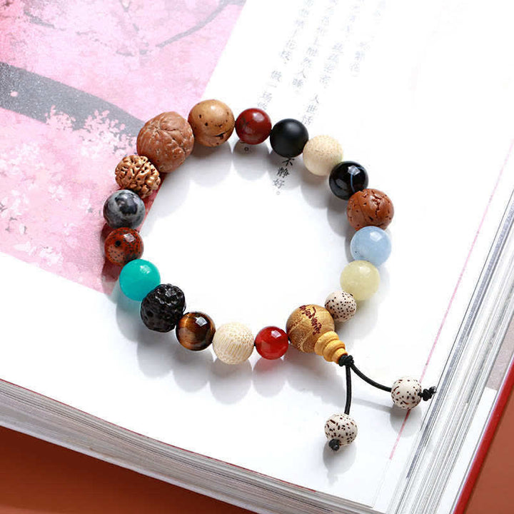 Pulsera Mala de muñeca con Buddha Stones , ágata de semilla Bodhi, sabiduría, armonía