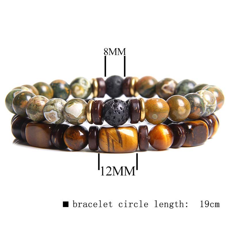 Buddha Stones 2 pulseras de cuentas de ojo de tigre de piedra emperador de cristal curativo