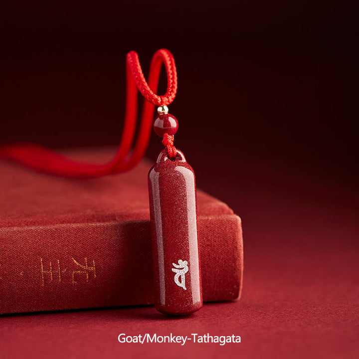Colgante de collar de cadena de protección con amuleto de cinabrio de Buda natal del zodiaco chino - Rojo - Cabra/Mono-Tathagata - image 26