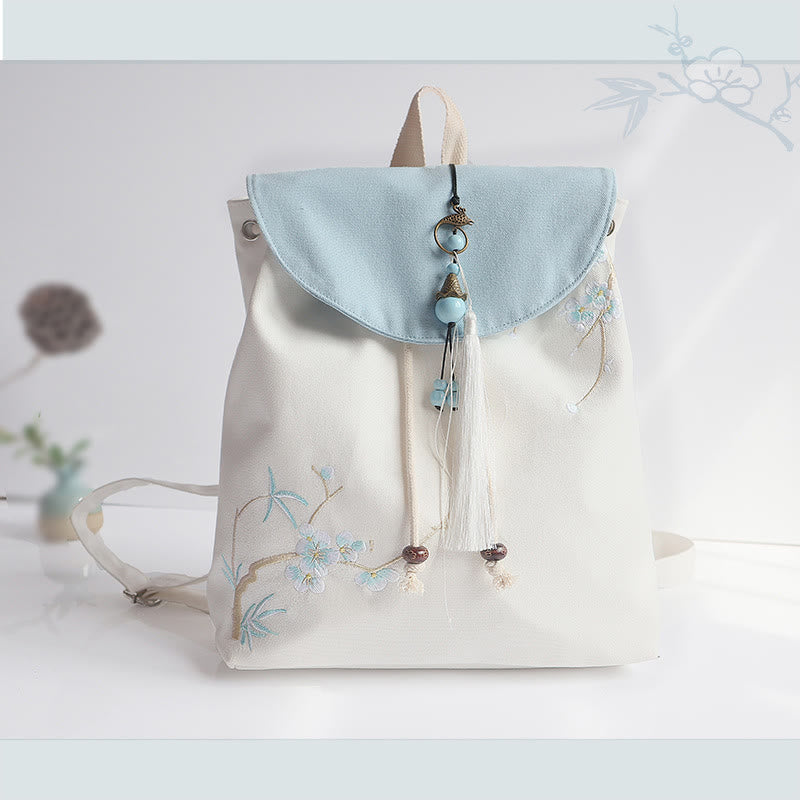 Mochila de lona de gran capacidad bordada hecha a mano con Buddha Stones