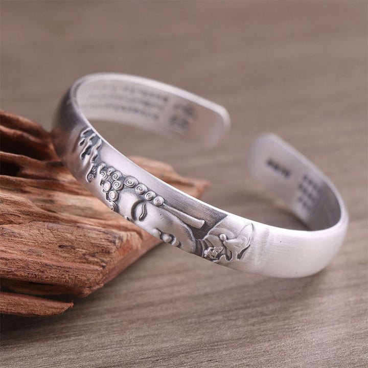 Pulsera de plata de ley 999 con Buddha Stones , cabeza de Buda, corazón, Sutra Serenity