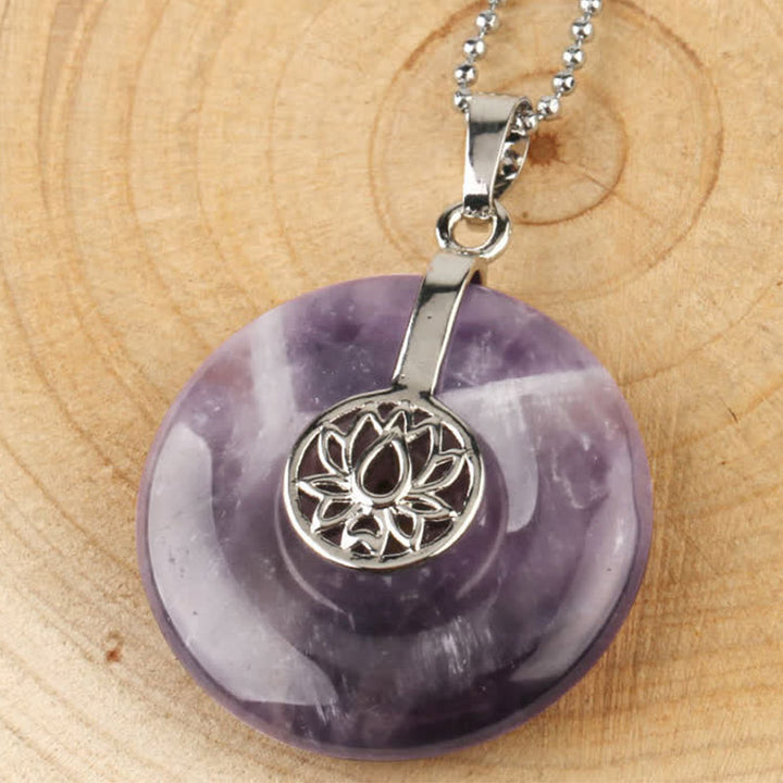 Buddha Stones, varios cristales, amatista, cristal rosa, colgante de collar curativo de loto - Amatista - image 6
