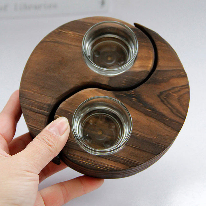 Portavelas de madera Yin Yang, artículos de uso para rituales de meditación