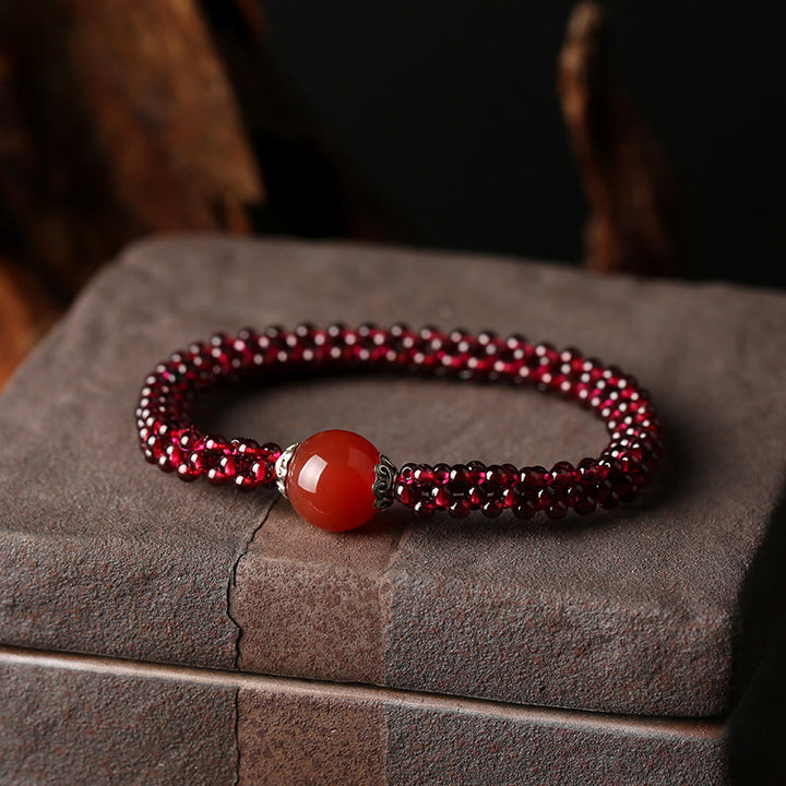 Pulsera de protección de cuentas de amazonita, ágata roja, cristal rosa, granate Natural , Buddha Stones