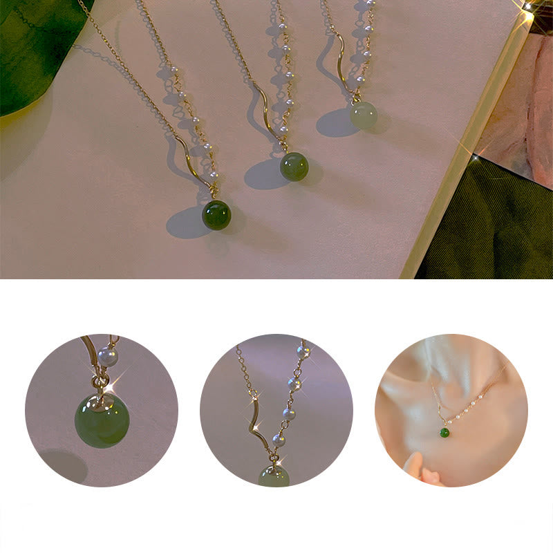 Piedras de BudaColgante de collar de cuentas de suerte de perlas de jade natural de Hetian