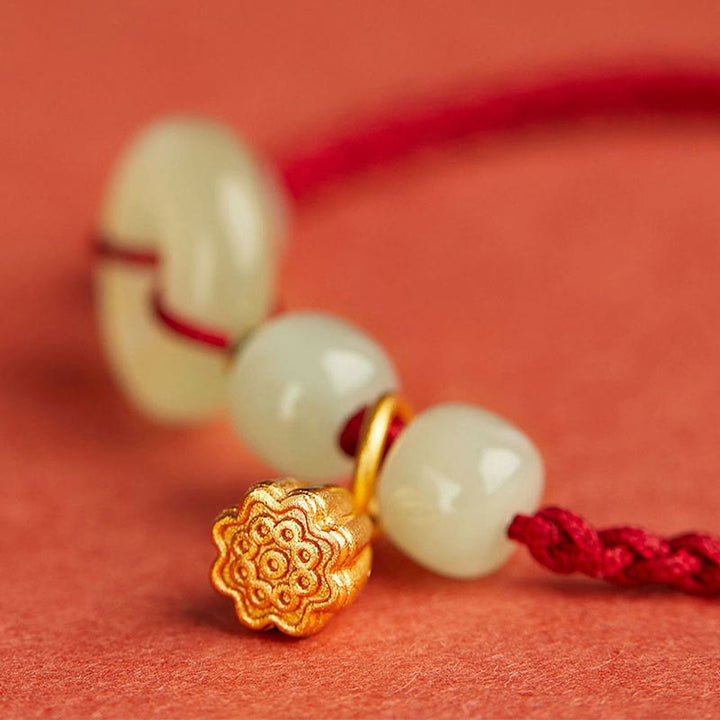 Pulsera de Buddha Stones, hebilla redonda de la paz, Jade, loto, felicidad, abundancia y riqueza - image 5