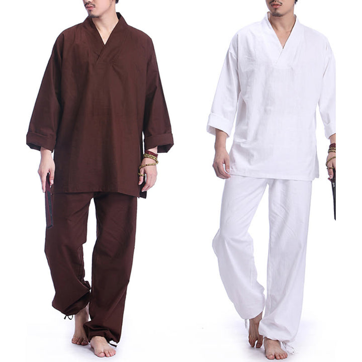 Conjunto de ropa de Yoga para hombre, diseño con cuello en V , Buddha Stones, meditación, oración, espiritual, Zen, lino y algodón - image 19