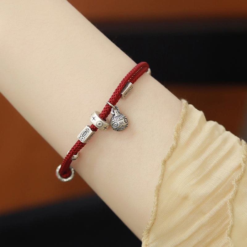 Pulsera trenzada hecha a mano con Buddha Stones , Plata de Ley 925, oro, bestia tragadora, pez Koi, riqueza - image 3