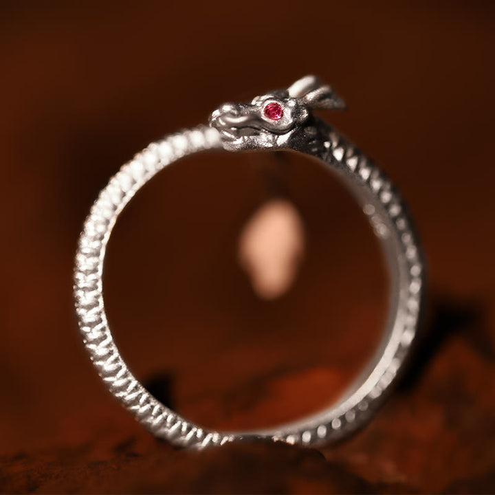 Anillo ajustable de plata de ley 925 con Buddha Stones , diseño vintage del Año del Dragón, protección de la suerte - image 13