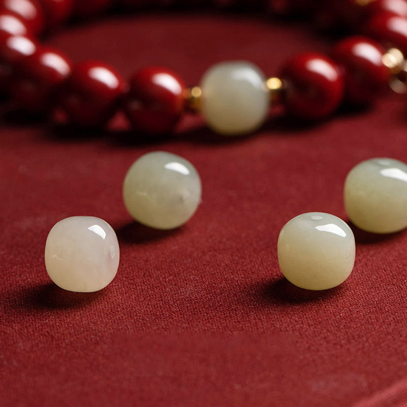 Pulsera con dijes de protección curativa de jade cinabrio con Buddha Stones