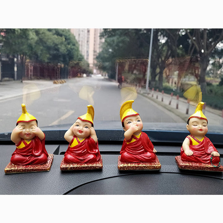 Buddha Stones pintadas a mano, figuras de Lama tibetanas talladas, adorno creativo para decoración del hogar, oficina y coche
