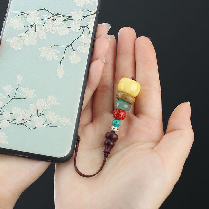 Calabaza de madera de ébano y sándalo verde, pagoda de siete capas, decoración positiva para colgar en el teléfono