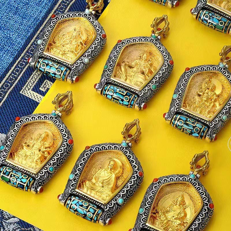 Colgante de collar de cuentas Dzi giratorio del zodiaco chino del Tíbet Buda natal Thangka prosperidad - image 3