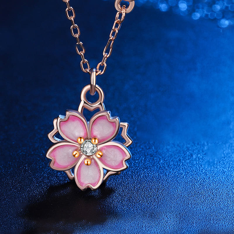 Colgante de plata de ley 925 con Buddha Stones , flor de cerezo, protección giratoria