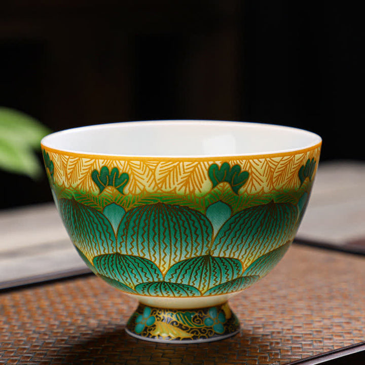 Tazas de té de flor de taza de té de cerámica de loto de Buddha Stones 100ml