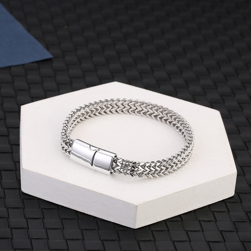 Brazalete de pulsera de equilibrio de acero de titanio con hebilla magnética de escamas de pescado de Buddha Stones