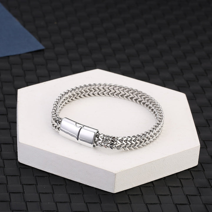 Brazalete de pulsera de equilibrio de acero de titanio con hebilla magnética de escamas de pescado de Buddha Stones