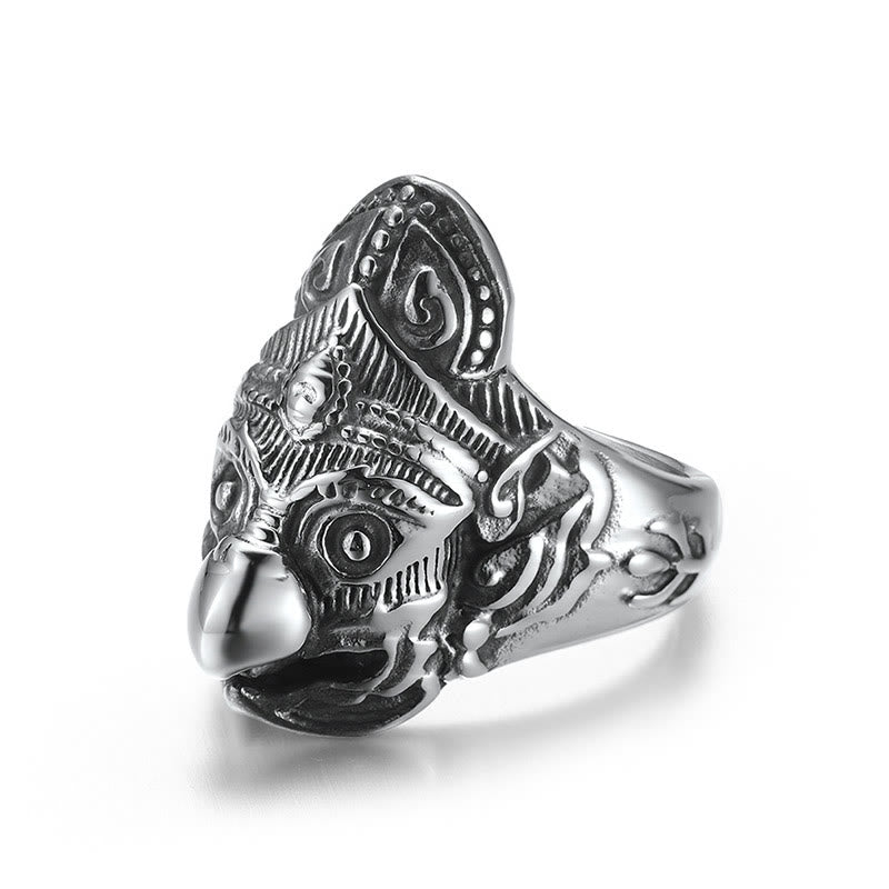 Anillo de acero de titanio con protección de aves Tibet Garuda