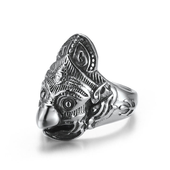 Anillo de acero de titanio con protección de aves Tibet Garuda