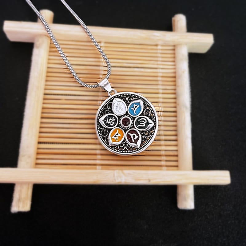 Collar con colgante de pureza de Om Mani Padme Hum tibetano con Buddha Stones - image 4