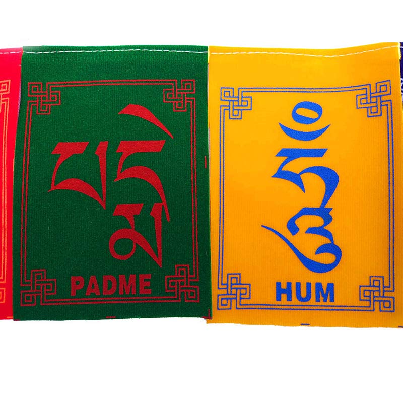 Bendición tibetana Windhorse Om Mani Padme Hum decoración de bandera de oración para coche al aire libre